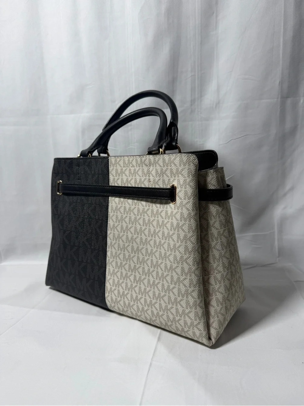 Michael Kors Black & Cream Signature Two-Tone Satchel